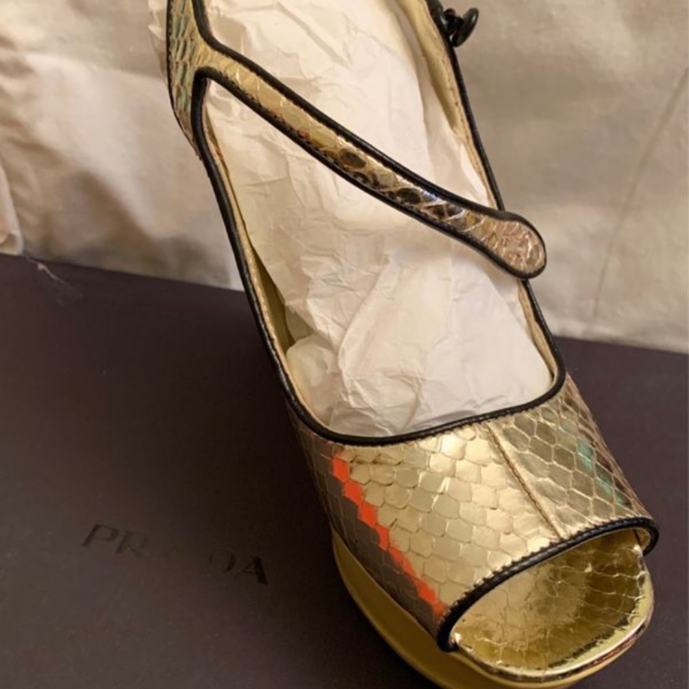 Gold color Prada shoes